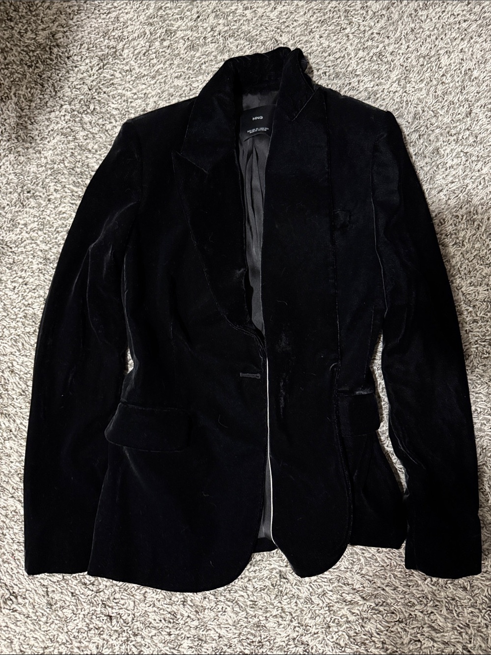 Mango Black Velvet Blazer